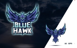 Blue Hawk - Mascot Logo Template