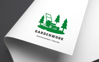 Garden Work Lawnmower Logo Template