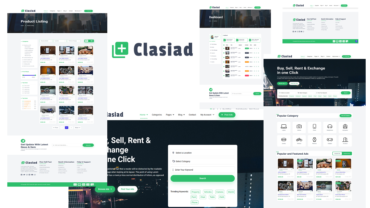 Reszponzív Clasiad - Classified Ads and Listing Weboldal sablon 156698