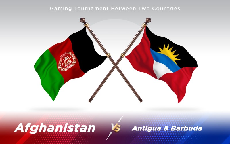 Afghanistan versus Antigua Two Countries Flags - Illustration