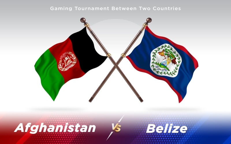 Afghanistan versus Belize Two Countries Flags Background Design - Illustration