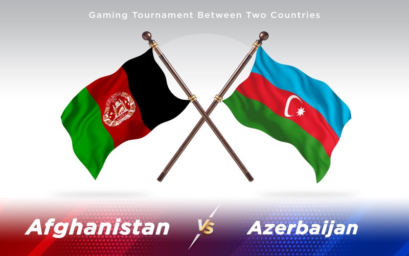 Afghanistan vs Azerbaijan Two Countries Flags Background Design - Illustration