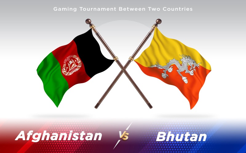 Afghanistan vs Bhutan Two Countries Flags Background Design - Illustration