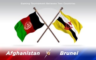 Afghanistan vs Brunei Two Countries Flags Background Design - Illustration