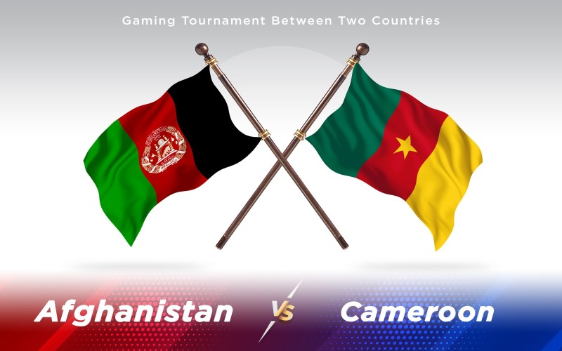 Afghanistan vs Cameroon Two Countries Flags Background Design - Illustration