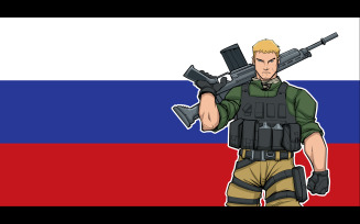 Russian Soldier with Rifle Background - Illustration