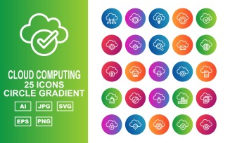 25 Premium Cloud Computing Circle Gradient Icon Set