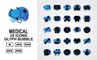 25 Premium Medical Glyph Bubble Icon Set