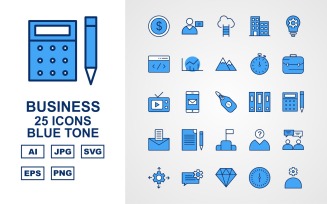 25 Premium Business Blue Tone Icon Set