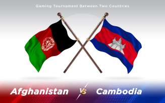Afghanistan versus Cambodia Two Countries Flags - Illustration