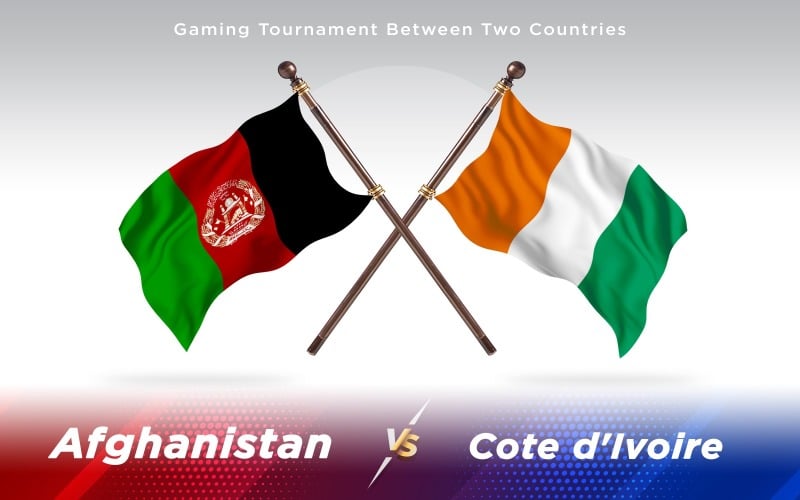 Afghanistan versus Cote d'Ivoire Two Countries Flags - Illustration