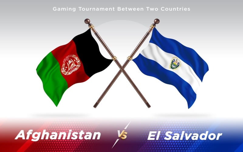 Afghanistan versus El Salvador Two Countries Flags - Illustration