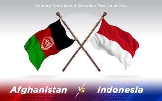 Afghanistan versus Indonesia Two Countries Flags - Illustration