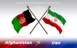 Afghanistan versus Iran Two Countries Flags - Illustration
