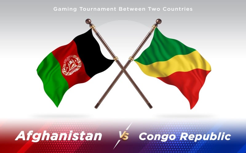 Afghanistan versus Republic of the Congo Two Countries Flags - Illustration