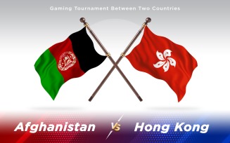 Afghanistan vs Hong Kong Two Countries Flags Background Design - Illustration