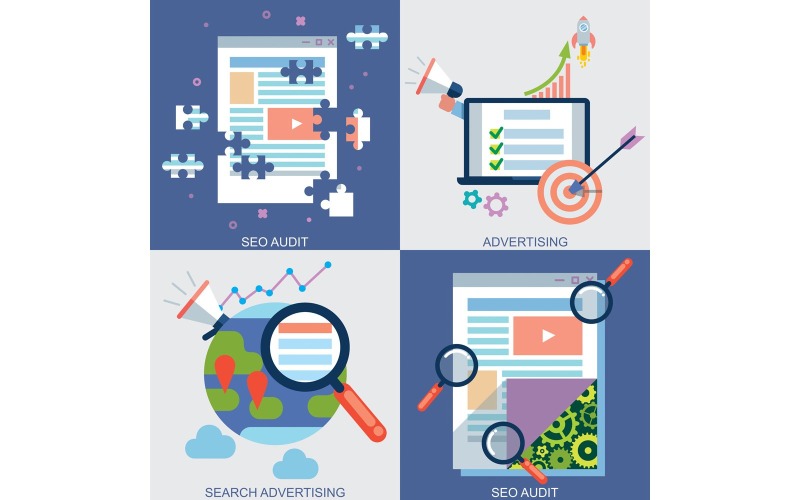 Web Icons Set for Advertising - Illustration