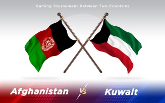 Afghanistan versus Kuwait Two Countries Flags - Illustration