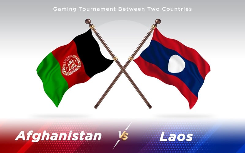 Afghanistan versus Laos Two Countries Flags - Illustration