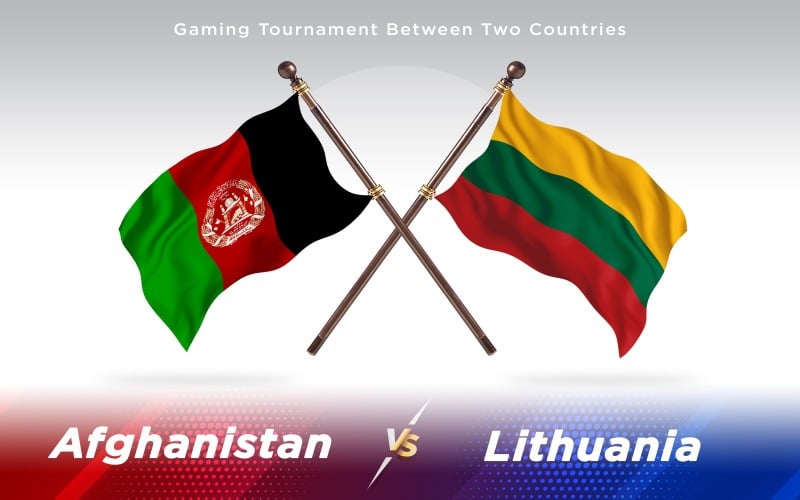 Afghanistan versus Lithuania Two Countries Flags - Illustration