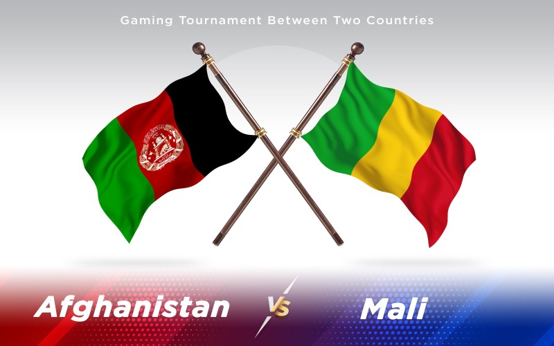 Afghanistan versus Mali Two Countries Flags - Illustration