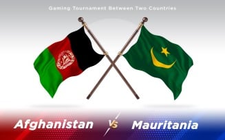 Afghanistan versus Mauritania Two Countries Flags - Illustration