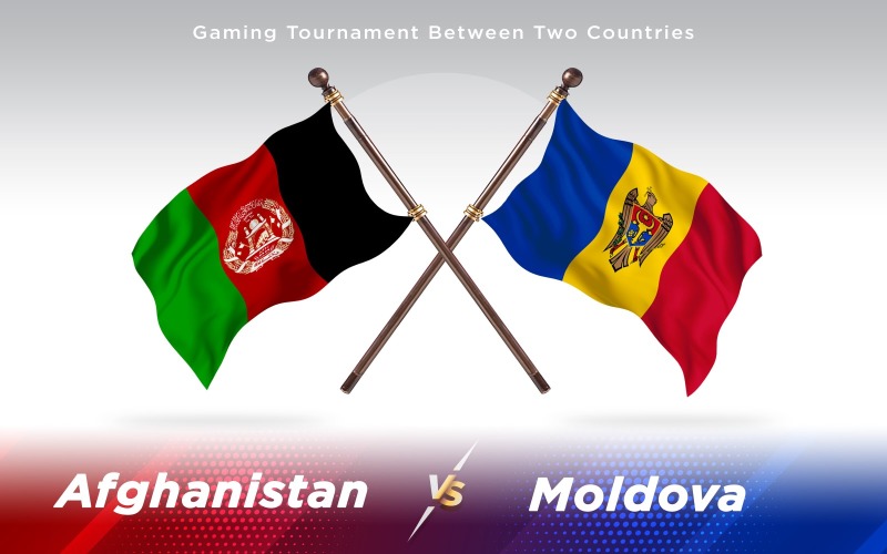 Afghanistan versus Moldova Two Countries Flags - Illustration