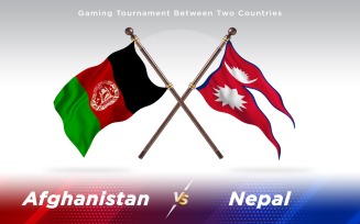 Afghanistan versus Nepal Two Countries Flags - Illustration