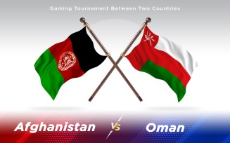 Afghanistan versus Oman Two Countries Flags - Illustration
