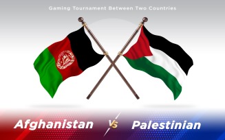 Afghanistan versus Palestinian Two Countries Flags - Illustration