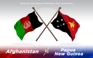 Afghanistan versus Papua New Guinea Two Countries Flags - Illustration