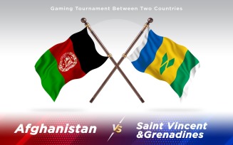 Afghanistan vs Saint Vincent &Grenadines Two Countries Flags - Illustration