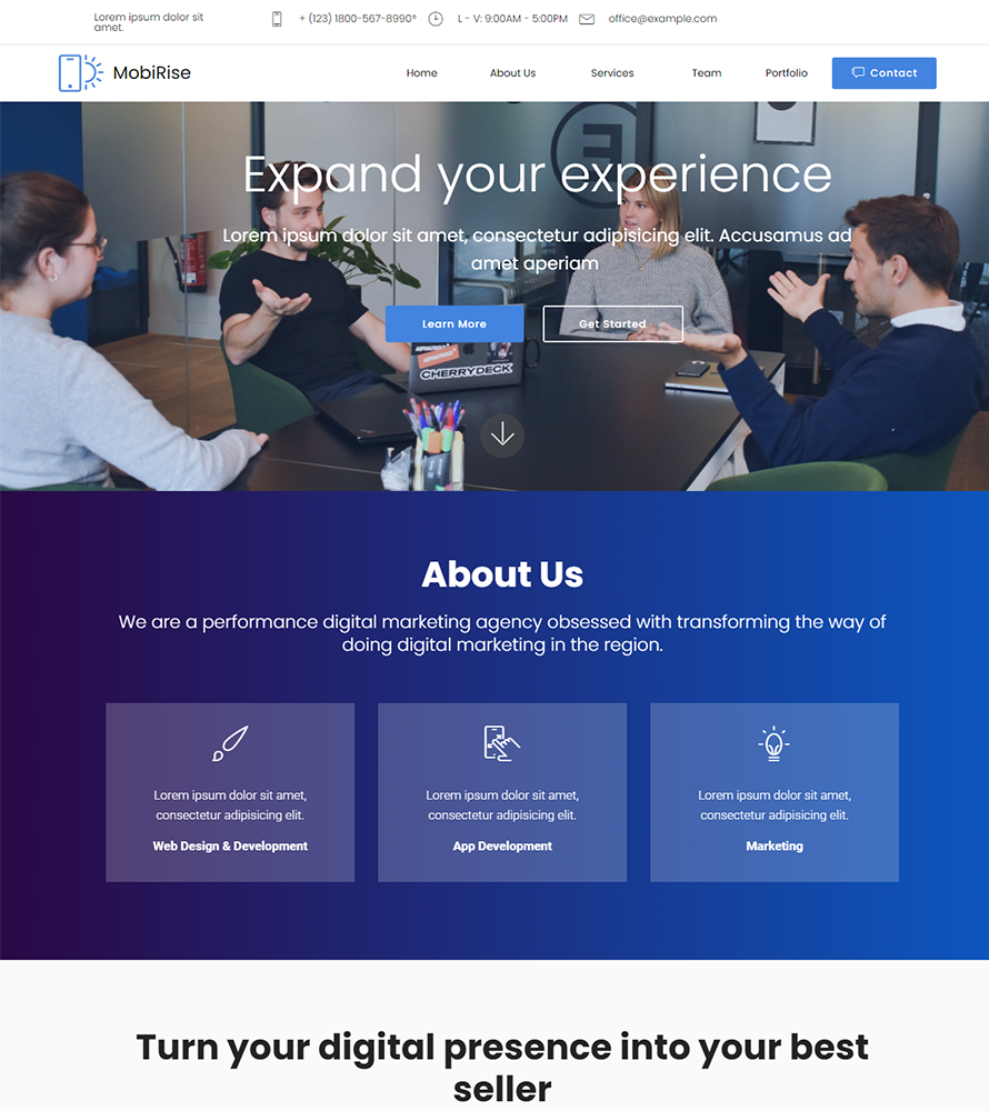 Responsivt SAM Digital Agency Landing Page-mall #157392