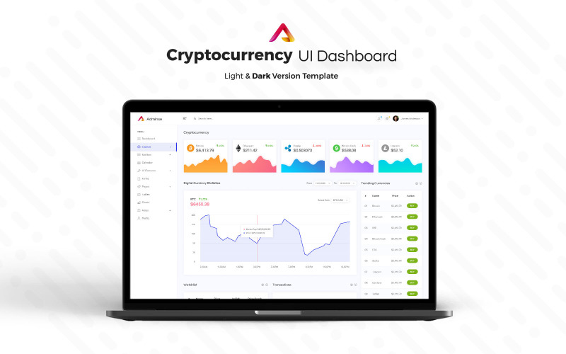 Cryptocurrency Admin Dashboard UI Elements