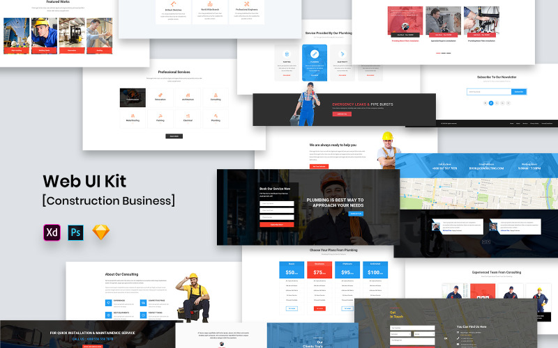Web UI Kit Construction Business UI Element