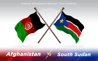 Afghanistan versus South Sudan Two Countries Flags - Illustration