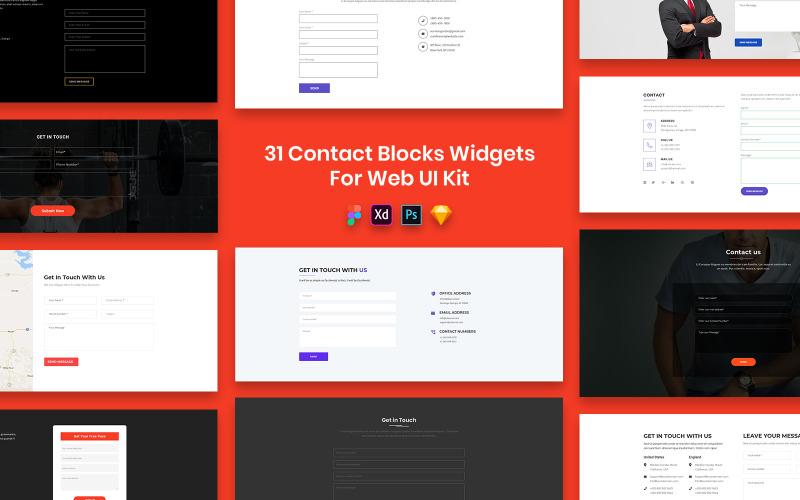 31 Contact Blocks Widgets for Web UI Kit UI Element