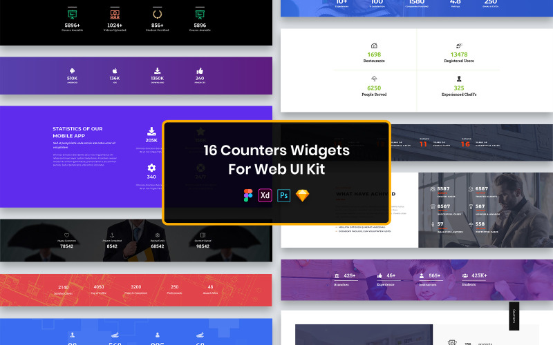 16 Counters Widgets for Web UI Kit UI Element