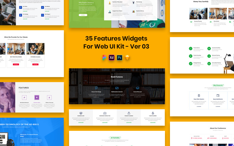 35 Features Widgets for Web UI Kit Ver-03 UI Element