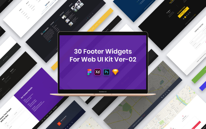 30 Footer Widgets for Web UI Kit Ver-02 UI Element