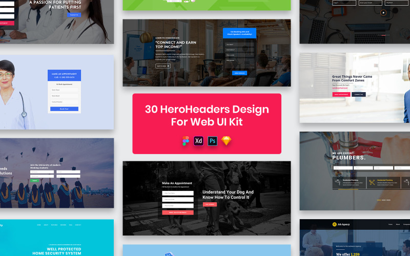 30 Hero Headers for Web Ver-01 UI Elements