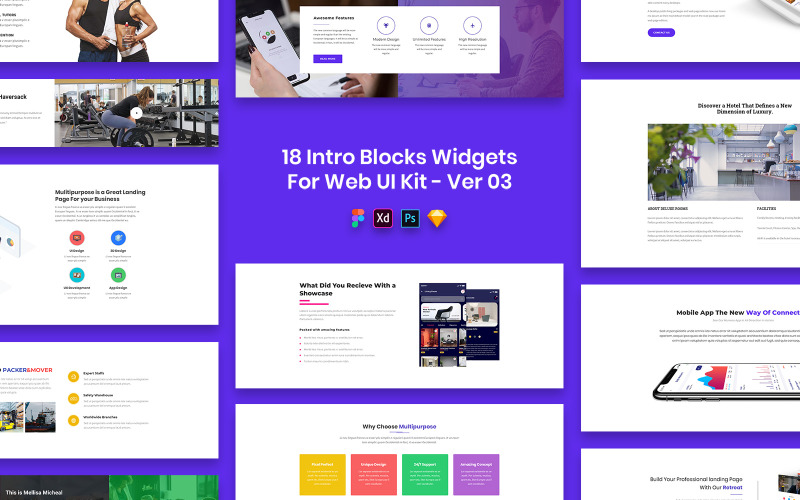 18 Intro Blocks Widgets for Web UI Kit Ver-03 UI Element
