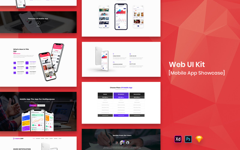 Mobile App Showcase Web UI Kit UI Element