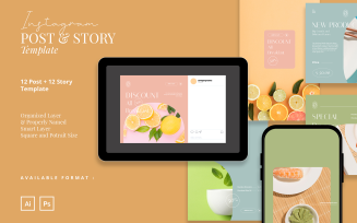 Refreshing Beverage Instagram Post and Story Template for Social Media