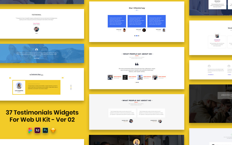 37 Testimonials Widgets For Web UI Kit Ver UI Element