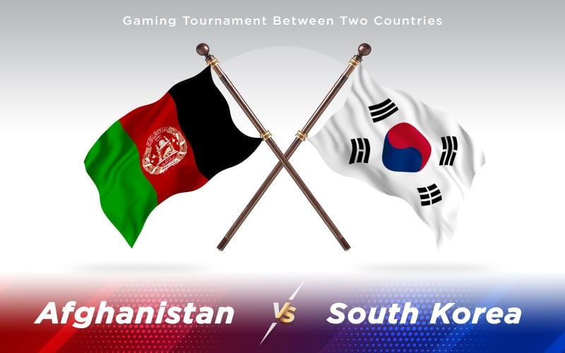 Afghanistan versus South Korea Two Countries Flags - Illustration