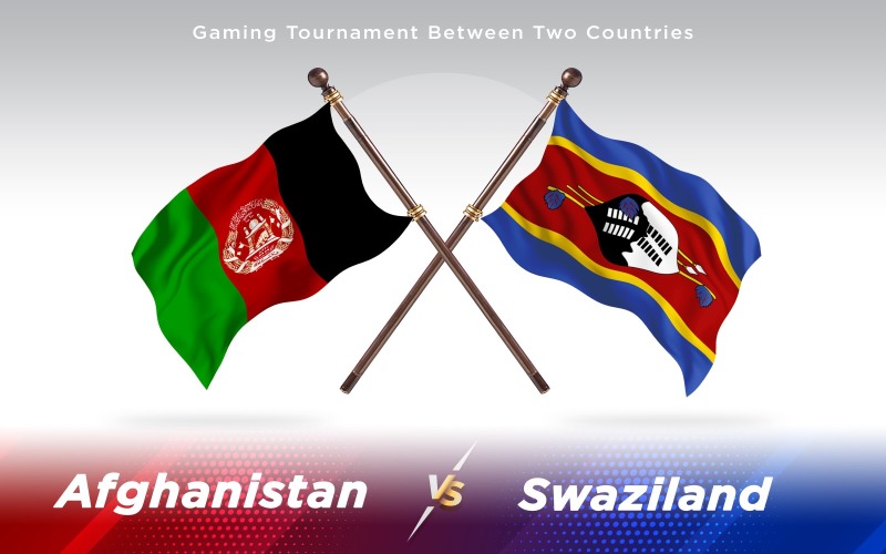 Afghanistan versus Swaziland Two Countries Flags - Illustration