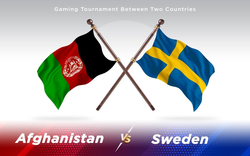 Afghanistan versus Sweden Two Countries Flags - Illustration