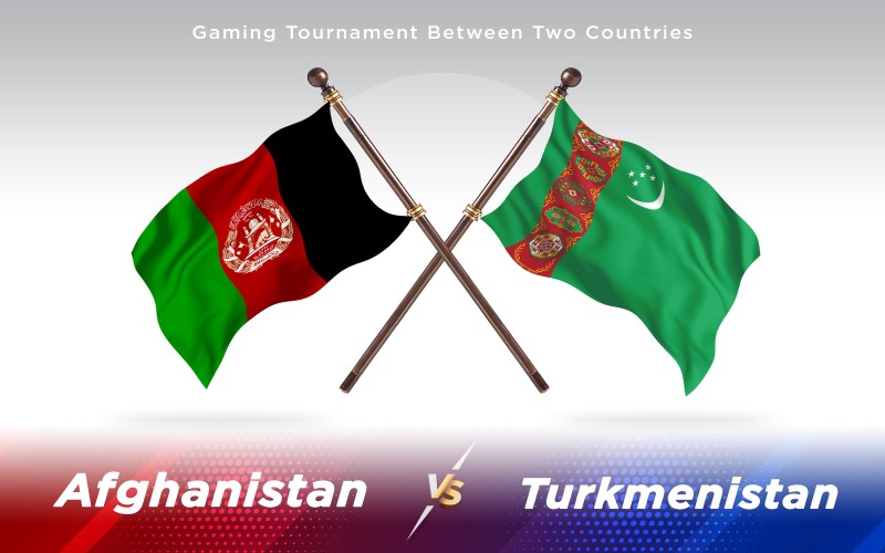 Afghanistan versus Turkmenistan Two Countries Flags - Illustration