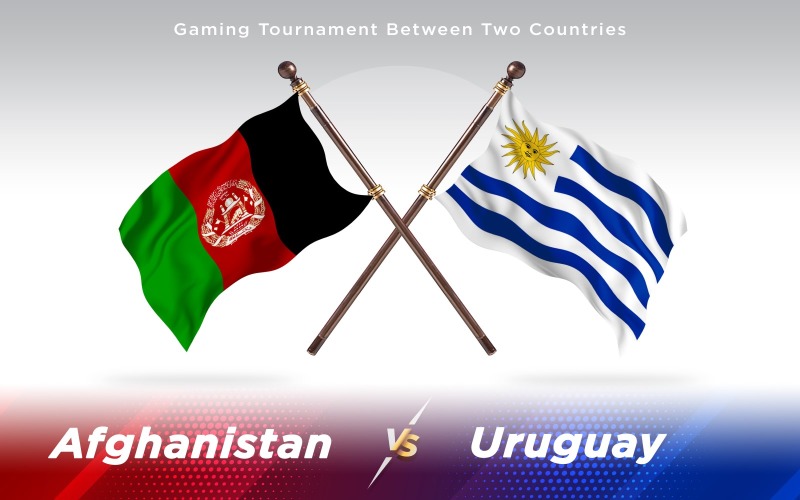 Afghanistan versus Uzbekistan Two Countries Flags - Illustration